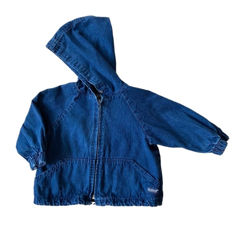 VINTAGE 80s MADEWELL Chore Jacket Denim Canvas Blue Sweatshirt Zip Up